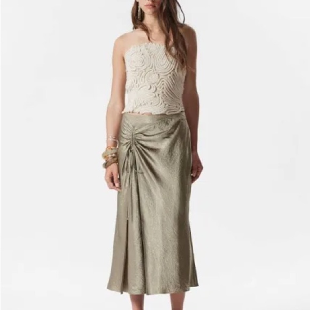 &Other Stories Drawstring Satin Midi Skirt